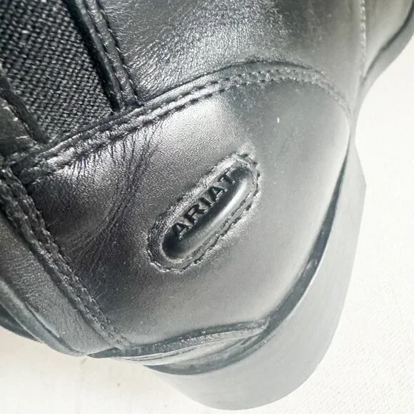 Ariat Black Back Zipper Black Leather Riding Boots 8B